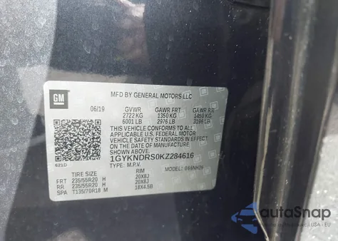 2019 Cadillac Xt5 Luxury from USA, damaged, VIN 1GYKNDRS0KZ284616